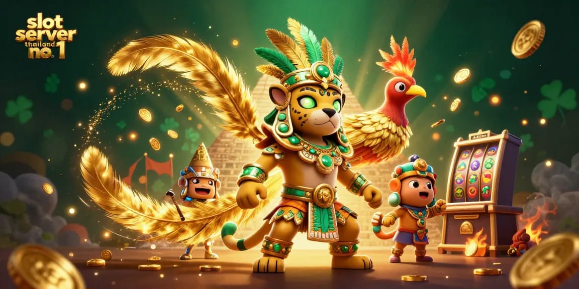 Spin and win with slot server thailand no 1 in an energetic casino scene featuring 3D Mayan characters.