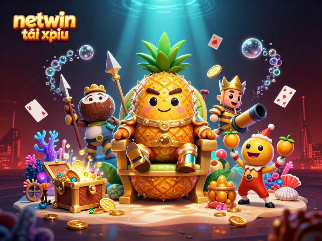Experience the excitement of netwin tài xỉu with vibrant characters playing in an animated casino scene.