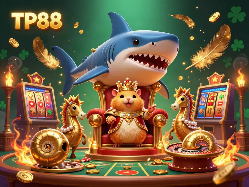Experience thrilling gaming excitement with TP88's vibrant casino showdown featuring a golden hamster king.