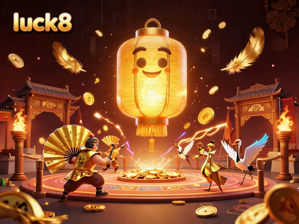 Experience the thrill with luck8 at a vibrant night market casino featuring golden lantern spirits.