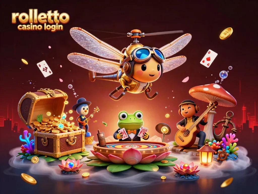 Experience the excitement of rolletto casino login with a vibrant 3D casino scene showcasing unique characters and elements.