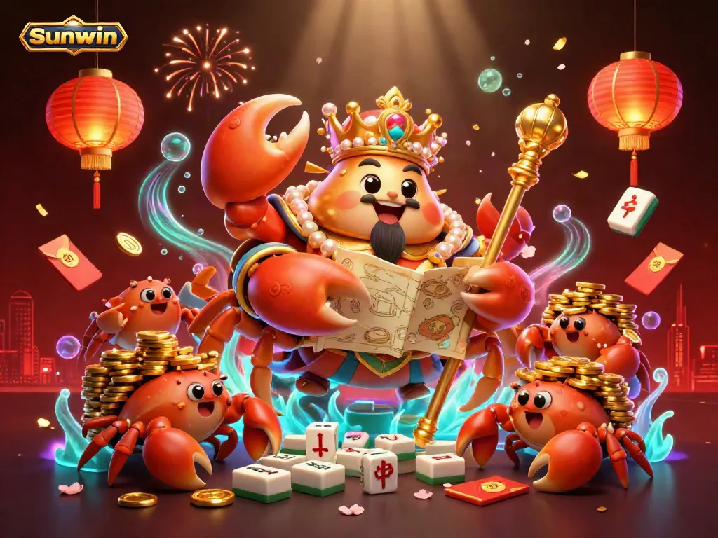 Engage with Sunwin's vibrant gaming experience featuring golden crab emperor and dynamic casino elements.