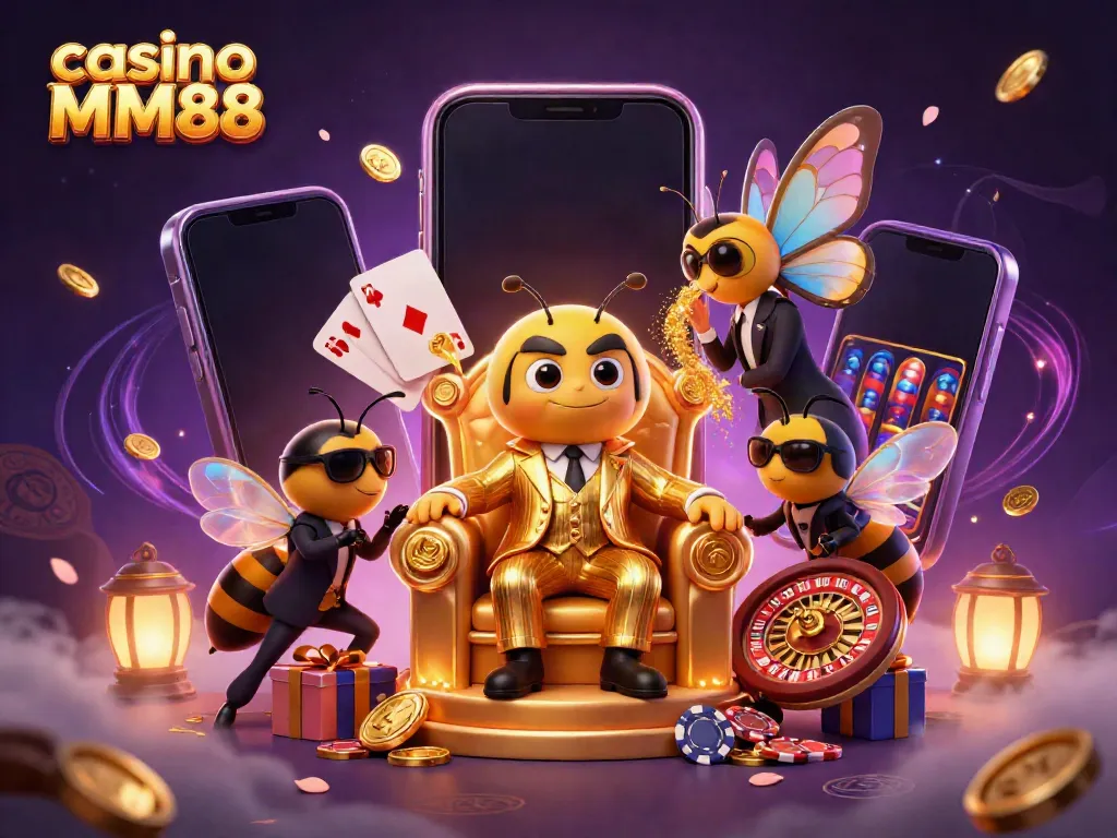 Experience the thrill with casino MM88 featuring a vibrant 3D cartoon scene filled with gaming delights.