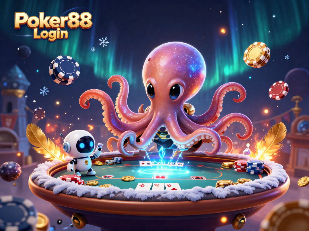Experience thrilling Poker88 Login action with an alien octopus at a holographic poker table!