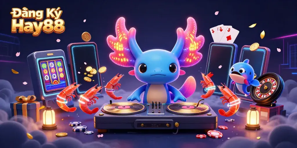 Engage in exciting gameplay with Đăng Ký Hay88, featuring vibrant characters and colorful casino elements.