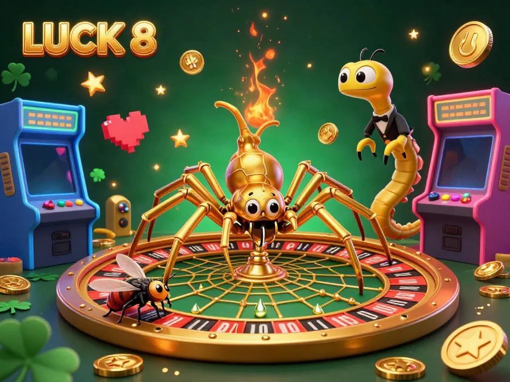 Fly nervously placing bets at the edge of the roulette wheel, showcasing LUCK 8's vibrant gambling experience.