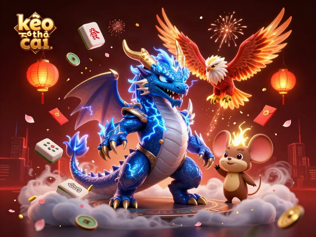 Engage with kèo nhà cái and lightning-enhanced characters surrounded by vibrant gambling elements.
