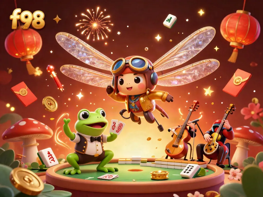 Experience excitement at f98 casino with lively characters, games, and a vibrant atmosphere.