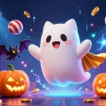 Betting on kèo 1gom with vibrant casino atmosphere, floating ghost cat, and sports elements.