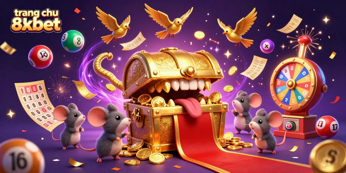 Engage with exciting games at trang chu 8xbet featuring a vibrant casino scene with animated lottery elements.