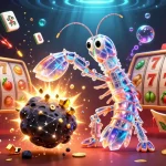 Engage with bj 888 as a galactic samurai shrimp battles asteroids in a colorful casino adventure.