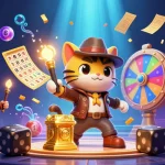 Engage with the excitement of ww88 as the explorer cat uncovers golden casino treasures amidst vibrant games.