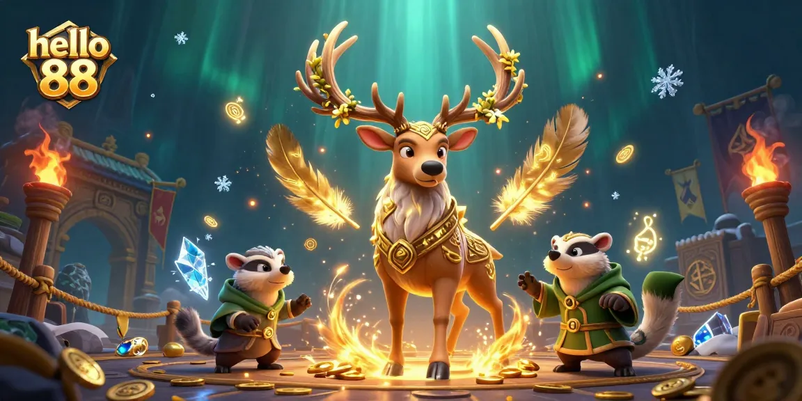 Experience thrilling games at hello 88 with a vibrant 3D casino illustration featuring mystical characters and dynamic betting elements.
