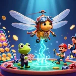 Engage in thrilling casino action at Nhà cái 789WIN with dynamic game elements and vibrant characters in a lively scene.