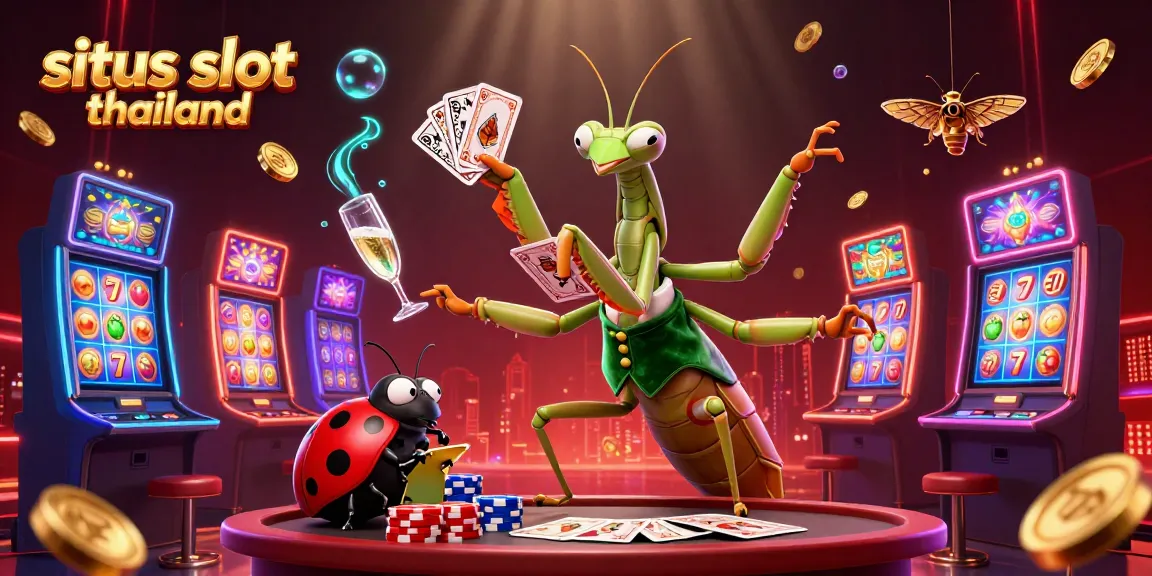 Engaging illustration of situs slot thailand showcasing vibrant slot machines and characters in a dynamic casino setting.
