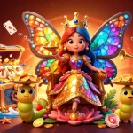 Mebet slots come alive with a vibrant queen in a magical casino scene filled with treasures.