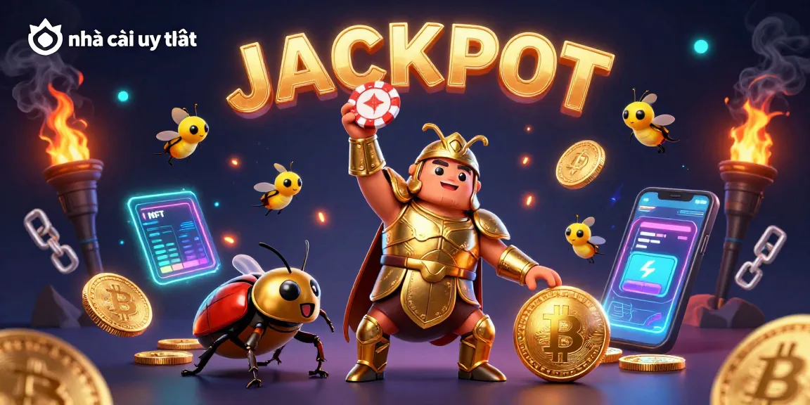 Engage with nhà cái uy tín in this dynamic 3D scene featuring a victorious beetle lifting a poker chip.