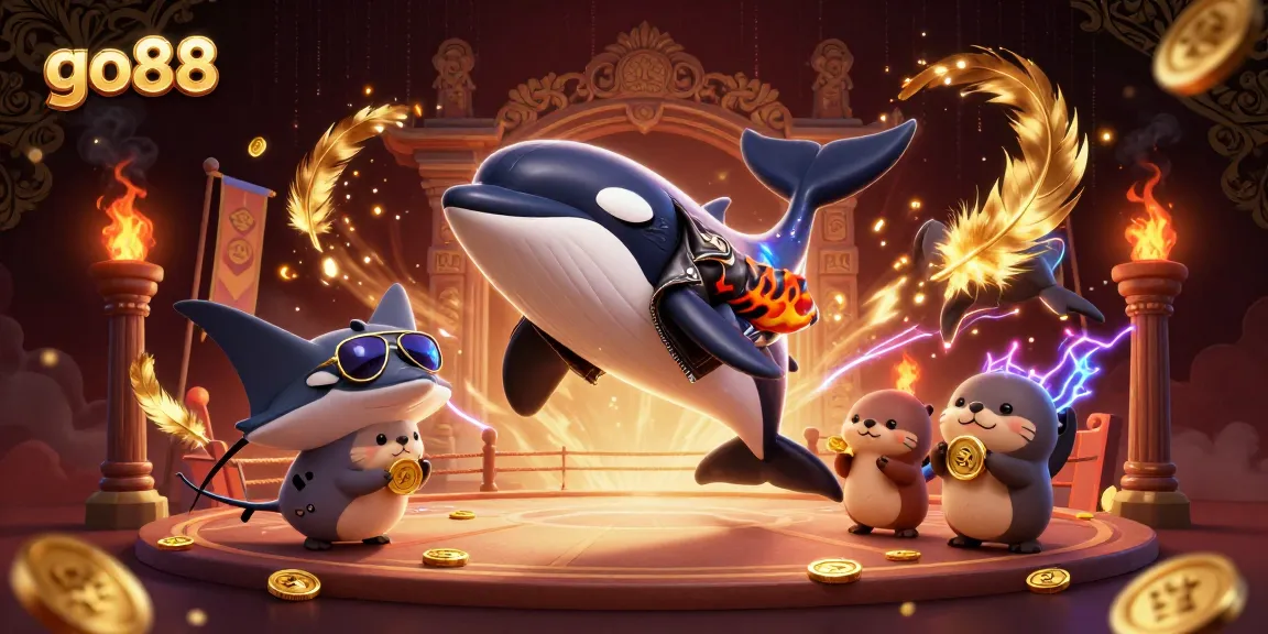 Experience thrilling gameplay at go88 with colorful characters, coins, and electrifying casino elements.