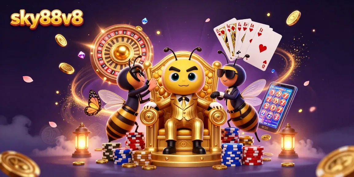 Play thrilling games at sky88v8 while experiencing rich casino visuals and dynamic golden elements.