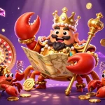 Experience the thrill of gambling featuring 789bet with a golden crab emperor and captivating casino elements.
