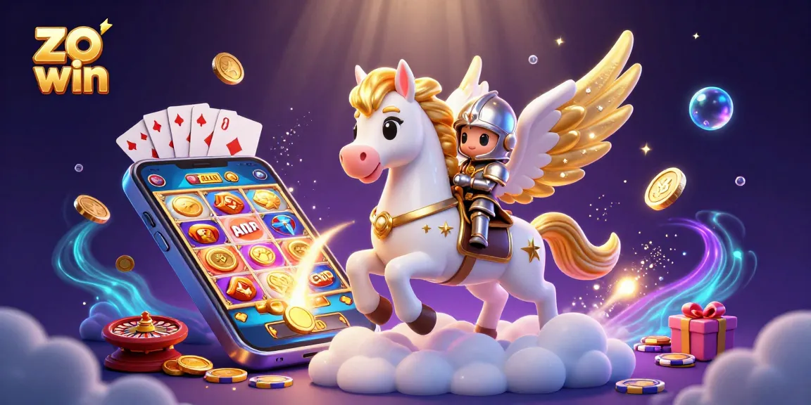 Experience thrilling gameplay with zo win's dazzling slots and card games amidst a fantastical scene.