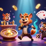 Try the exciting Tải sunwin experience in this vibrant 3D casino scene with hyenas showcasing casino fun.