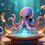 Experience thrilling gaming at net88 with a vibrant 3D alien octopus poker scene.