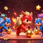 Permainan menarik di Royal138 login dengan pangolins bersaing dan tumpukan chip poker.