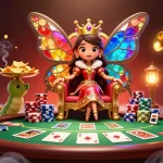 Engage with thrilling poker action in a rich 7mcn voto illustration featuring a majestic butterfly queen.