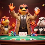 Engage in thrilling casino action with DA88 amid raptors in a trench coat and a bouncer.