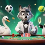 Xoilac TV features an engaging scene with cartoon characters enjoying sports betting activities and celebrating wins.