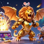 Zowin stands out with a golden chimera and gaming elements celebrating big wins in vibrant casino action.