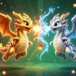 Engage with Lucky88: Experience the thrilling slot adventure amid gold and silver dragons and shimmering coins.