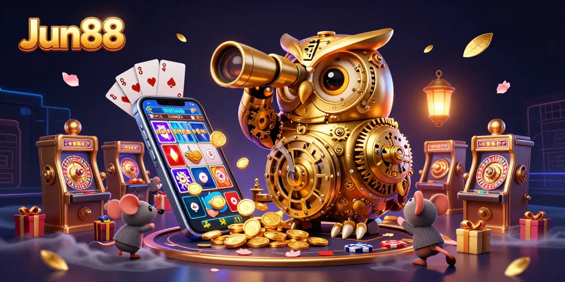 Experience thrilling gameplay at Jun88 with a vibrant, engaging illustration capturing the essence of a lively casino floor.