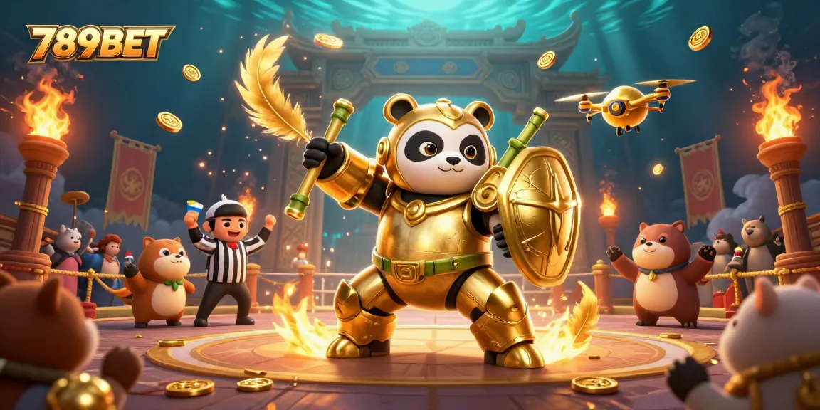 Experience thrilling action with 789BET in a vibrant casino arena featuring dynamic characters and elements.